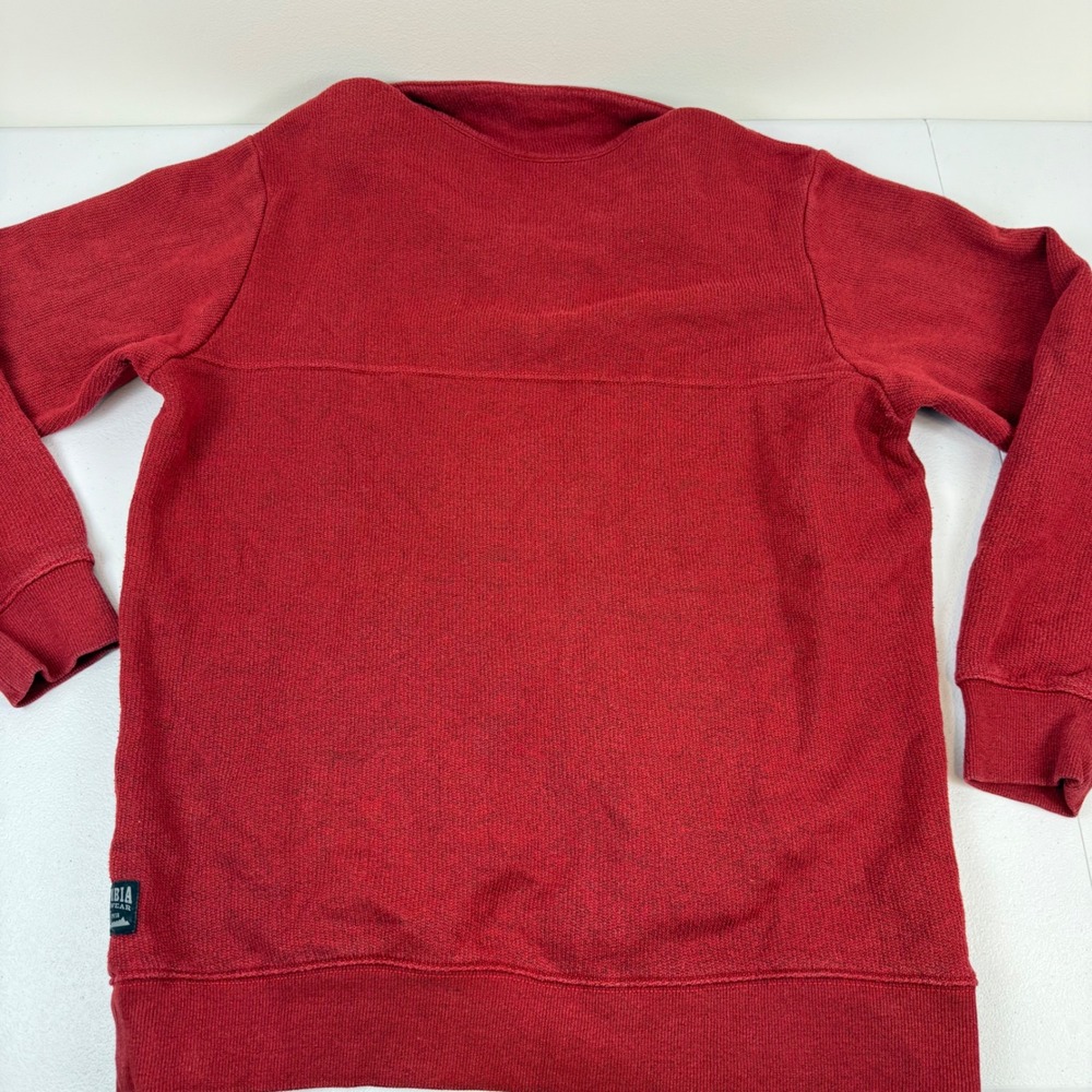 Columbia Mens Red Heathered Sweater Fleece Quarter Zip Pullover Jacket Large - Picture 8 of 9
